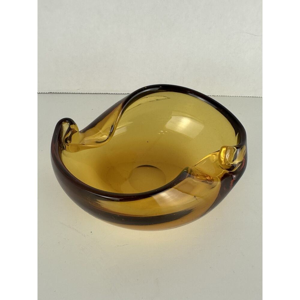 1960s Amber Art Murano Dish Bowl Ashtray Design